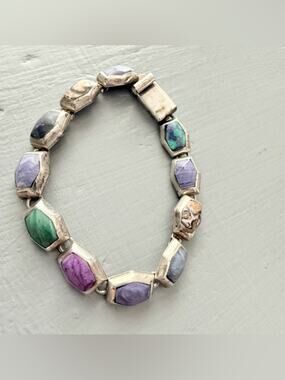 Vintage Taxco 925 Sterling Silver & Stone Bracelet